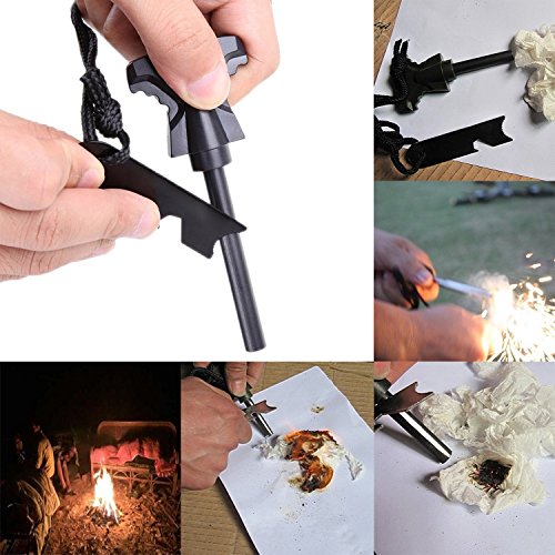 Survival Tool Set including flashlight, compass, fire starter, carabiner, and various fishing tools.