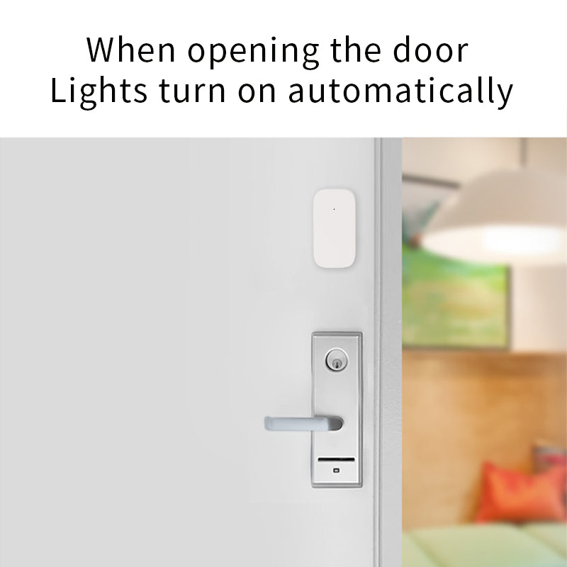 Door and window sensor, WiFi door magnetic alarm for home security, detecting door and window openings.