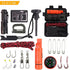 Survival Tool Set including flashlight, compass, fire starter, carabiner, and various fishing tools.