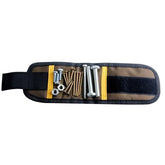 Magnetic Wristband showcasing tool holder with various tools on wrist for hands-free access and strong magnets.