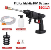 Portable Electric Car Washer 36V 500W with battery, nozzle, filter, and charger for versatile cleaning.